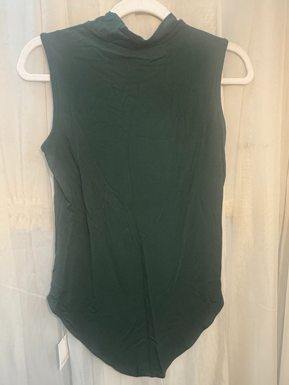 MANGOPOR Forest Green Sleeveless Mock Neck Fitted Top XL NWT